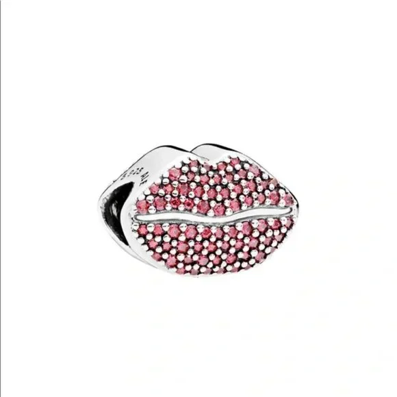 Pandora Kiss More Red Cubic Zirconia Lip Charm - Picture 1 of 3